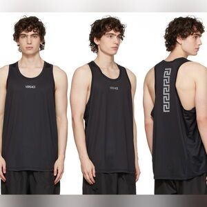 Versace NWT Black Greca Barocco Jersey Mesh Clubbing Athletic Tank Top Size XS-M
